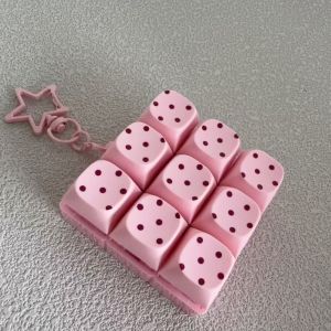 GOFIDIN 3/4/6/9 Phím Móc khóa giảm căng thẳng Nút bấm Keycap Họa tiết chấm bi Đồ chơi bàn phím ngón tay Giảm căng thẳng Đồ chơi giảm căng thẳng dạng keycap dành cho người lớn và trẻ em