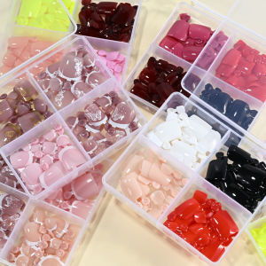 ZEEMIN 96pcs Mixed Short Square Fake Press on Toe Nails Solid Color French False Toe Tips Full Cover Acrylic Glossy Wearable Toenails-%