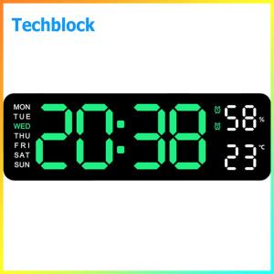 Digital Alarm Clock Electronic Wall Clock Large Number Display USB Charging Bedside Alarm Clock Temperature/Date for Home Office