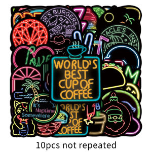 50pcs Neon Light Waterproof Sticker Pack Phone Car Luggage Notebook Laptop Water Bottle Tredny Coolplay Sticker