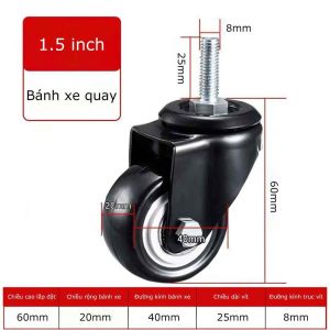 Bánh xe đen đầu vít chịu lực đủ kích thước，Bánh xe nhựa trắng loại tốt nhiều mẫu tùy chọn-ESTLA