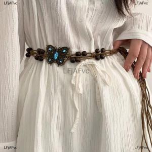 [COD] LFjAFvc สายรัดเอวสไตล์โบฮีเมียนสำหรับผู้หญิงลูกปัดไม้ทอลายผีเสื้อน้ำประดับเพชรสไตล์ชาติพันธุ์แบบลำลองสำหรับวันหยุด
