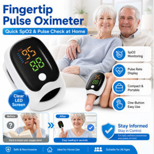 Pulse Oximeter Oxygen Monitoring Device Accurate Fingertip Heart Rate Monitor Compact Design