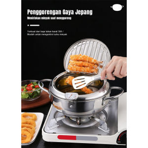 Wajan Deep Fryer 24Cm Penggorengan Frying Pan dengan Rak Peniris(SUS304 )