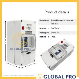 IP66 56CB4N 4 Way Switchboard Electrical MCB Waterproof Switch Cover 4 Pole Electrical Fuse Circuit Breaker Plug Cover