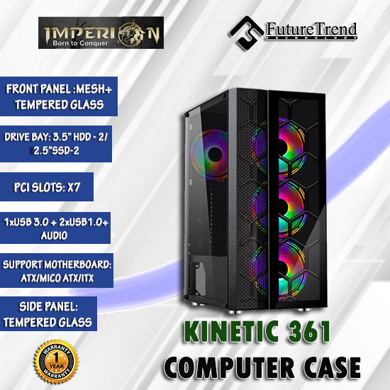 Imperion 361 Computer Case Front Panel Mesh + Tempered Glass
