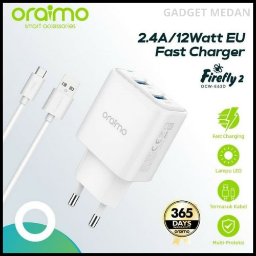 Oraimo Firefly Charger Dual Ports Quick Power Fast Charging Ocw E D Dual Usb Gadget Medan