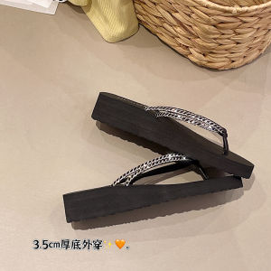 [Free Shipping] Fashionable WomenS Summer Thick-Soled Non-Slip Beach Flip-Flops With Rhinestones