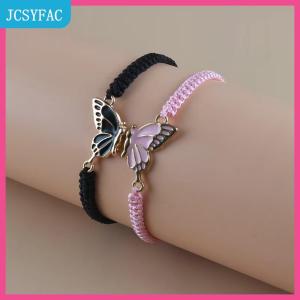 JCSYFAC  2pcs đơn giản bướm tay dệt vài Vòng đeo tay cho phụ nữ người đàn ông thời trang bướm Bangle đa năng dệt dây đeo cổ tay Quà Tặng