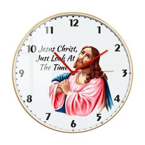 FFBH Jesus Christ Just Look At The Time Silent Non-ticking Wall Clock Irish Humour Christian Home Decor Timepieces Religious God Gift R7Q2P