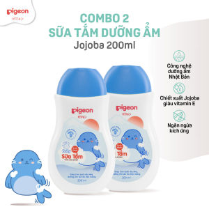 Combo 2 Sữa Tắm Gội Dưỡng Ẩm Cho Bé Sơ Sinh Pigeon 200ml Dịu Nhẹ Mềm Mại An Toàn Cho Da Chính Hãng - Jojoba / Hoa Hướng Dương