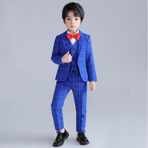 Bộ vest bé trai cao cấp cho bé đi dự tiệc TQB014 TQB015 TQB051 3 chi tiết (áo ghile + áo vest + quần tây) tặng nơ