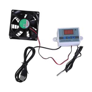 2.5W Quiet USB Cabinets Fan with Adjustable Thermostat Metal Grille Cooling Fan for Home Theater and Pet Kennels