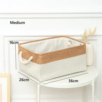 Foldable Storage Basket Linen Kids Toys Organizer Office Bedroom Closet Clothes Sundries Storage Box