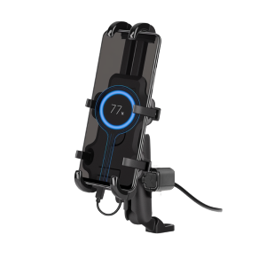 FUNTIMES Cellphone Holder For Motorcycle Shock Absorber 360° Rotating Universal Mirror & Clamp Type Bracket