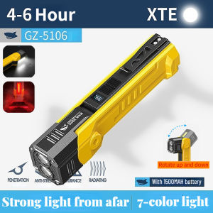 Smiling Shark GZ5106 LED Magnetic Torch light White Red Light 7Modes Super Bright TypeC amping Light