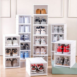 Rak Sepatu Lipat Anti Debu Lemari Multifungsi Serbaguna / Rak Susun Kotak Sepatu Portable Lemari Plastik Shoe Box Praktis MultiLayer // CELO(1X3)-SHOEBOX