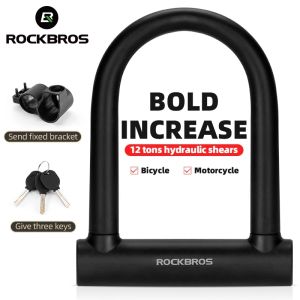 ROCKBROS Bicycle U Lock Anti-theft Alloy Steel Motorcycle Cycle Bike Cable Security Chain Key Cycling Lock