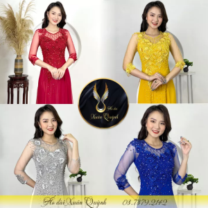 Top 4 Áo Dài Mẹ Cao Cấp Đính Đá Pha Lê Màu Đỏ Đô Xanh Coban Vàng Ghi M03 - Áo Dài Xuân Quỳnh