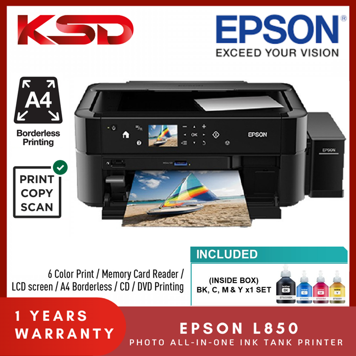 Epson L850 Photo AllinOne Multifunction Ink Tank System Printer