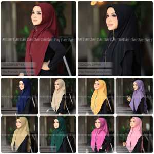 Flow Jilbab Instant Golden Zipper Soft Pad Antem Bahan Jersey Motif Polos Terbaru Murah Kasual