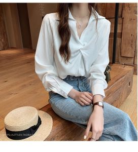 ผู้หญิงแฟชั่นสไตล์สาวออฟฟิศ 1331 เสื้อเชิ้ตแขนยาว Grace\_Chili - แบบดี แต่งอกเกรียว เนื้อผ้าซ่ารา ทรงน่ารักมาก