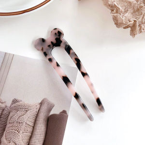 Jepit Rambut Sanggul Tusuk Konde Motif Kucing Cartoon Cat Mouse U-Shaped Acetate Hair Stick TSAB