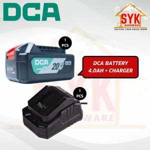 SYK DCA LI-ION Battery 4.0Ah (FFBL2040) + Charger (FFCL20-02) Battery Charger Kit Set Pengecas Dan Bateri Set 20Volts
