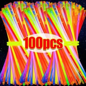 100Pcs Fluorescent Sticks / Bendable Light Glow Sticks / DIY Neon Bracelets Necklaces / Concerts Wedding Decor / Multicolors Event Party Supplies