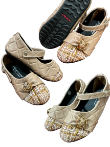KASUT BUDAK PEREMPUAN SIZE 22-25 PU LEATHER/FABRIC ANTISLIP RUBBER SOLE GIRLS FLAT SHOES STRAP-ON KASUT RAYA BABY