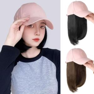 SINGLE Fashionable Womens Integrated Wig Hat Realistic Layered Baseball Cap Wig Casual Full Head Cover Short Straight Hair Hat Wig Outdoor