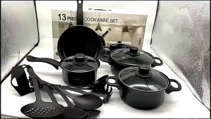 【Ready Stock】 13pcs Non Stick Cookware Set Stainless Steel Pot Fry Pan Cooking Set Kawali Induction Pan Set Cookin