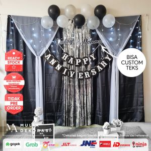 Dekorasi Backdrop Background Ulang Tahun Pernikahan Photobooth Paket Mulia Anniversary Diy Dekorasi Acara Backdrop Hitam Putih - Lazada
