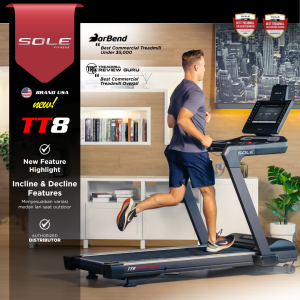 SOLE USA TT8 - Commercial Treadmill Elektrik Premium - Touch Screen TV Auto Incline + Decline WiFi