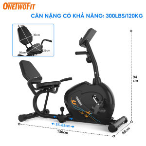 OneTwoFit Xe đạp tập gym tại nhà dụng cụ tập gym 4KG Bánh đà đạp xe tại nhà yên tĩnh tiện Đi kèm với màn hình LED