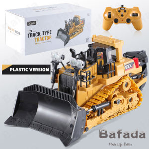 Bafada 1:24 2.4G 9-Channel Engineering Vehicle RC Excavator Remote Control Excavator Remote Control Bulldozer RC cars RC Dump Truck RC Construction Vehicle Toys  RC Engineering truck model Beach toys transporter with Light and Sound Effects