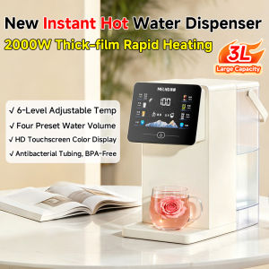 Desktop Instant Hot Water Dispenser with 3L water tank 2000W Thick-film Rapid Heating Mini Portable Tea Making Bar One-button Speed Heating 6-Level Adjustable Water Temperature HD Touchscreen Color Display Home and office Electric Kettle