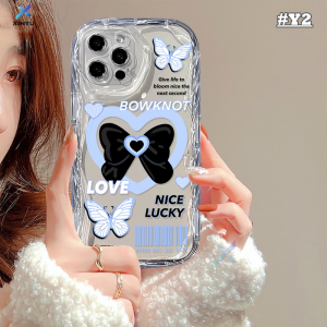 (Lokal Ready) Xinyu Casing hp Vivo Y17s Y27s Y36 Y27 Y02T Y12s Y12 Y20 Y02A Y35 Y11 Y17 Y16 Y21 Y15 Y22 Y15s Y20s Y22s Y21A Y12i Y21s Y15A Y33s Y51 Y91C Y30i Kesing Bening Lembut Tepi Bergelombang 3D Kupu-kupu Bownot Bunga Kontras Biru Putih Modis Case