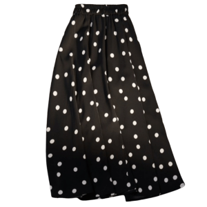 PERLER Elastic Waist Polka Dot Skirt Slim Fit Splicing Design A-Line Skirt Temperament Pleated Half-length Dress Women