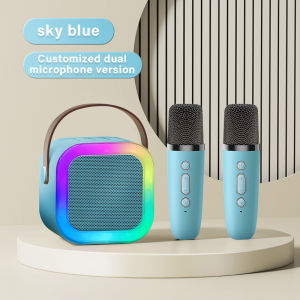 🔥【SG Ready Stock】🔥2024 New LED Speaker Bluetooth 2 Mic 1 Set Home Karaoke Speaker KTV Mini Portable Cute Wireless Microphone Outdoor Christmas Gift