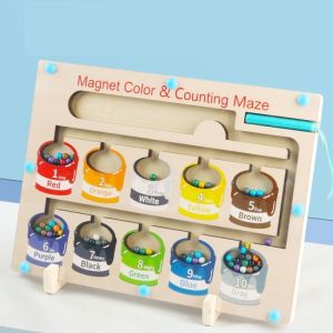 Digital Magnetic Bead Board Toddler Number Maze Game Wooden Counting Arithmetic Toy Puzzle Board