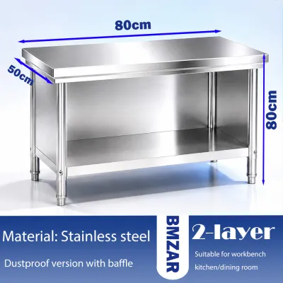 BMZAR 2 Tier High quality Stainless Steel Kitchen Workstation Heavy Duty Food Prep Table Rust Proof Storage Shelf