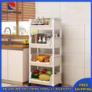 Vktech Kitchen and Office Plastic Storage Cart with Wheels Durable and Lightweight Rolling Organizer with Multiple Tiers