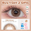 Magister colored contact lens with solution 1 pair  14-14.5MM  Korean eye contact lenses buy 1 get 2 gifts（ Solution 120ml+Contact lens case）. 