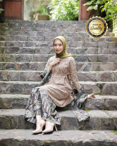 Couple MECCA 4 Sarimbit Batik Modern Sogan Baju Kebaya terbaru sage Tunik LIDYA Kemeja Kondangan