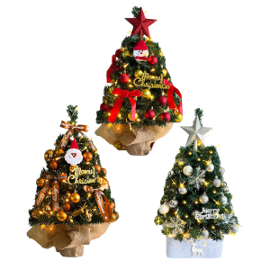 พร้อมใช้งานชุดต้นคริสต์มาสประดิษฐ์60ซม. พร้อมไฟวิบวับลูกหมุนตกแต่งสำหรับตกแต่งสำนักงานบ้าน