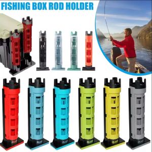 SERAPHYXO Plastic Fishing Box Rod Stand Durable Portable Fishing Box Barrel Holder Outdoor Organizer Removable Fishing Tackle Box Fishing Accessories