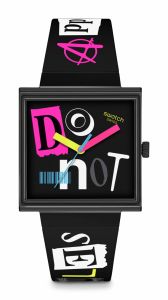 Swatch Pierced Edge (SO34B100) Black 41.8mm Silicone Watch