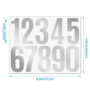 UMI 7.6cm Medium Size 0-9 Number Flow Vinyl Sticker Waterproof Mailbox Label BOBO Balloon Decoration Gold Color Nombor 字母贴纸