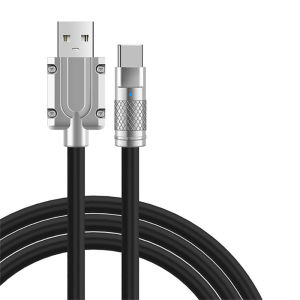 Pengwei 120W 6A Fast Maturing Charging High Quality Liquid Silicone Data Cable Zinc Alloy USB Charging Indicator With LED For IOS Android Type C Data Cable